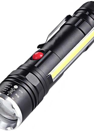 Ліхтар police t6-26+t6+cob, 1x18650/3xaaa, магніт, zoom, зп microusb, box