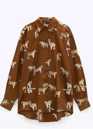 Сорочка в принт тигри zara,p. m