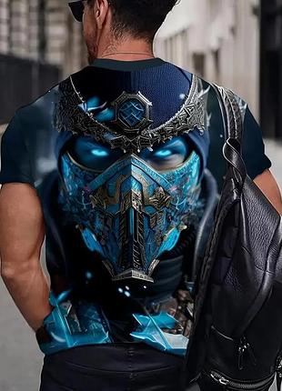 Футболка мужская 3d принт sub-zero воин термо дышащая летняя l 52