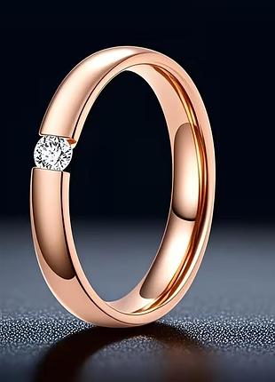 Класичне обручальне кільце (обручка) з титанової сталі liresmina jewelry 3 мм під рожеве золото розмір 18