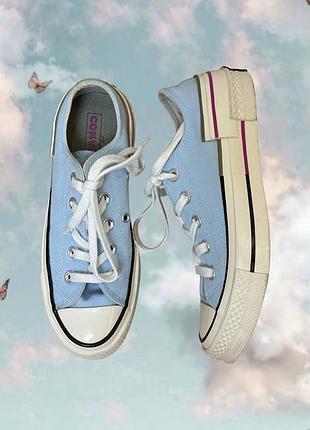 Низкие оригинальные голубые конверсы chuck 70 ox на платформе 35 размер