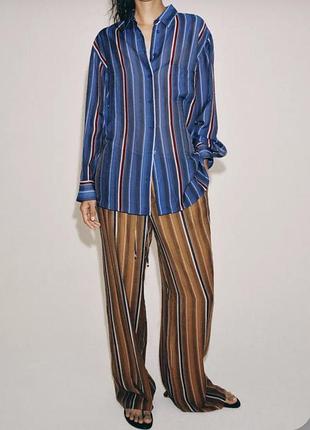 Брюки в полоску zw collection в пижамном стиле