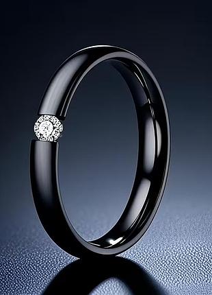 Класичне обручальне кільце (обручка) з титанової сталі liresmina jewelry 3 мм чорне розмір 18