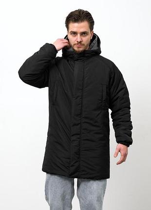 Мужская теплая удлиненная зимняя куртка парка without snowman black l m, 46