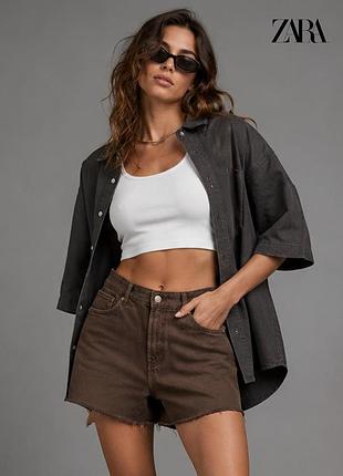 Новые коричневые шорты бермуды zara