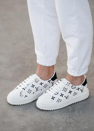 Білі жіночі кросівки louis vuitton trainer time out monogram blanc х луї віттон 40