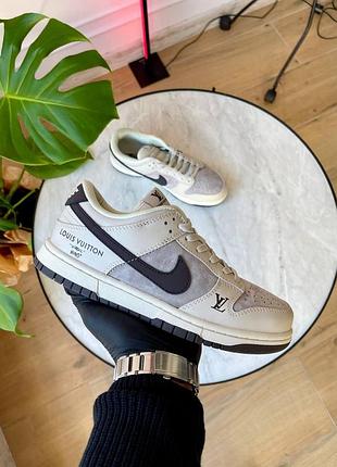 Сірі кросівки унісекс nike sb dunk low louis vuitton grey black х данк 43
