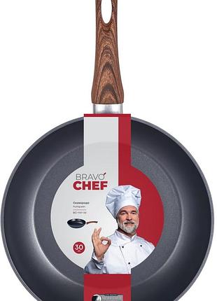 Сковорода bravo chef классическая 30 см универсальная антипригарное покрытие ㅤ ㅤ