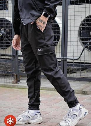 Мужские утепленные брюки карго without reflective softshell black 4xl