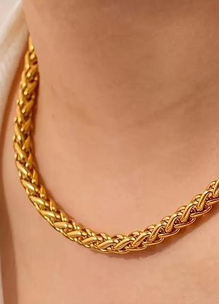 Золотистая панк-рок цепочка из нержавеющей стали 76 см с позолотой 18k luxaurum124