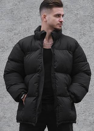 Чоловіча пухова куртка стьобана пуховик без капюшона without nest black xl