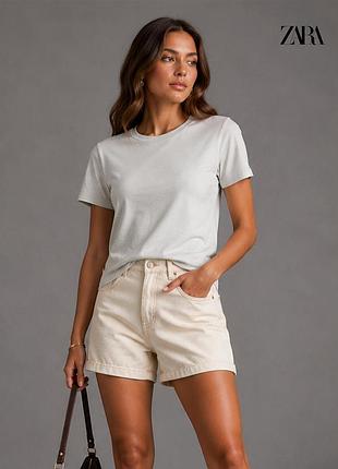 Новая базовая хлопковая свет серая футболка zara
