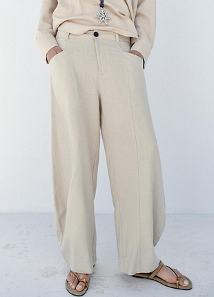 Нові штани джинси на літо zara balloon fit з льону