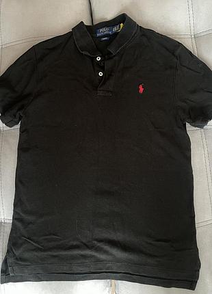 Чорна футболка поло polo ralph lauren (slim fit, оригінал)