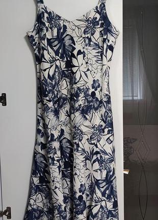 Красива лляна сукня-сарафан міді від marks and spencer (per una)💙🤍