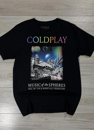 Чорна мерч футболка колдплей coldplay music of the spheres world tour xl оригінал