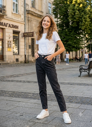 Стильные джинсы мом момы девочке на 14-15 р 40-42 г
