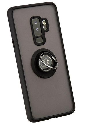Чохол fiji colorframe для samsung s9 plus (g965) матовий бампер з кільцем підставкою black