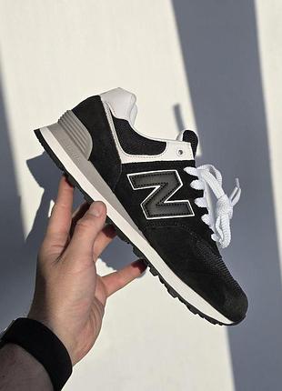 Чорні кросівки унісекс new balance 574 black white х нью беланс 37