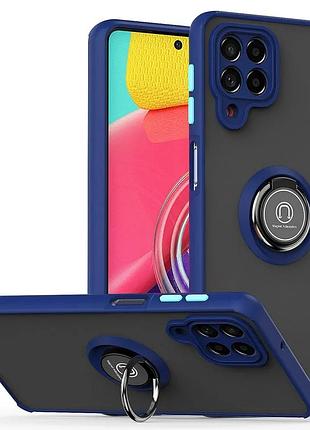 Чехол fiji colorframe для samsung galaxy m53 5g (m536) матовый бампер с кольцом подставкой dark blue