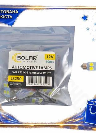 Dm автолампа solar led специфікація 2.2 12v sv8.5 t11x36 4smd 5050 біла для авто освітлення світлодіод spe|lz