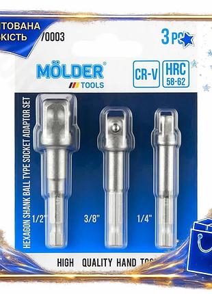 Dm набір перехідників molder специфікація 2.2 для торцевих головок hex 1/4" на квадрат 1/4" 3/8" 1/2" spe|lz