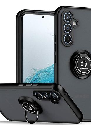 Чехол fiji colorframe для samsung galaxy a34 (a346) матовый бампер с кольцом подставкой black