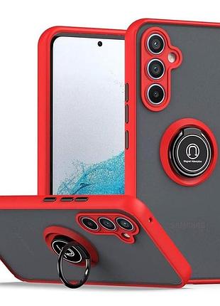 Чехол fiji colorframe для samsung galaxy a54 (a546) матовый бампер с кольцом подставкой red