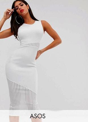 Распродажа платье asos миди с полосатыми прозрачными вставками