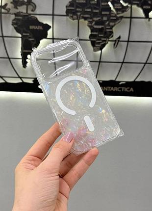 Чохол tpu candy magsafe для iphone 17 pro, прозорий голографічний протиударний для айфон 17 pro