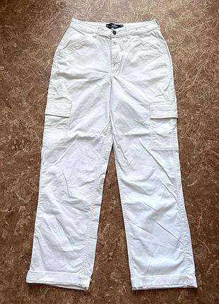 Білі жіночі штани-карго hollister ultra high-rise dad pant (оригінал) 28