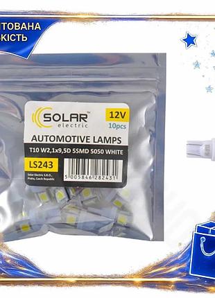 Dm автолампа solar led спецификация 2.2 t10 12v белая 5smd для замены штатного освещения светодиодная spe|lz