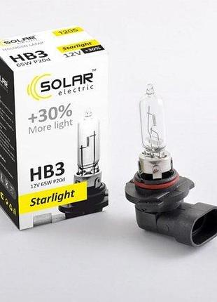 Лампа 12v hb3 65w + 30% starlight "solar" (1шт) (1205)