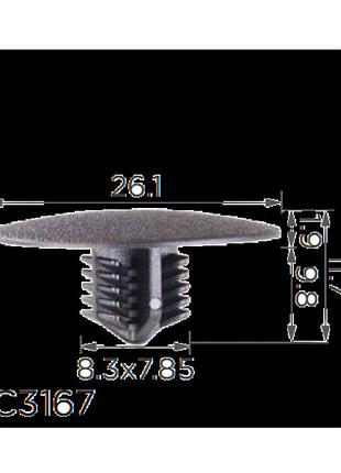 Кліпси c3167 обшивки капота / тепло-шумоізоляція mitsubishi, citroen (mu001282, 10535) (уп.100шт)