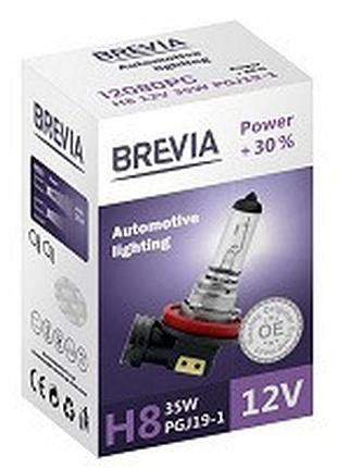 Лампа 12v h8 35w + 30% "brevia" (1шт) (12080pc) (10шт/уп)