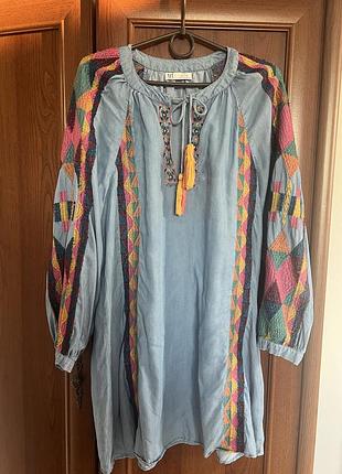 Джинсова вишиванка, zara, розмір s
