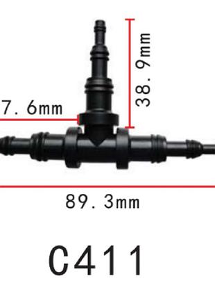 З’єднувач c0411 для трубок трійник d9.5/6.3/3.2мм oem 22261 ( уп. 100 шт.)