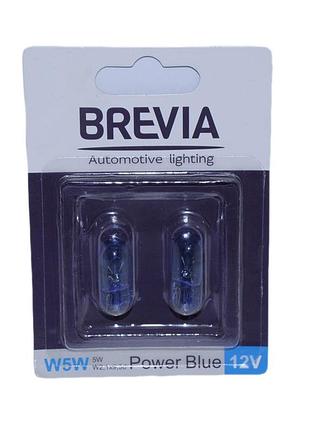Лампа 12v (бесцок.) w5w "brevia" (12328b2) power blue w2.1 x9.5d блістер (2шт/уп.)