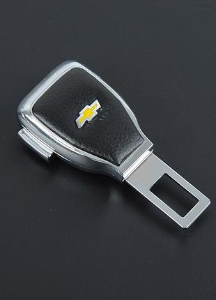 Заглушка ременя безпеки метал "chevrolet" (1шт) цинк.сплав + шкіра + вхід під ремінь (№5)