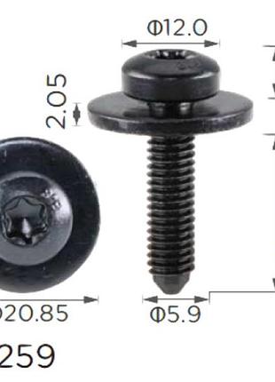Гвинт h2259 з шайбою vw, audi, skoda, seat (n90993603, 19301) ( уп. 100 шт.)