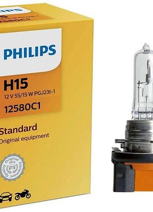 Лампа 12v_h15 55w "philips" (12580c1) pgj23t-1 (1шт/уп.)