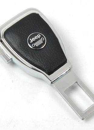 Заглушка ременя безпеки метал "jeep" (1шт) цинк.сплав + шкіра + вхід під ремінь (№5)