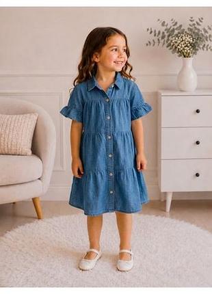 Летнее джинсовое платье оверсайз на 4-5 лет