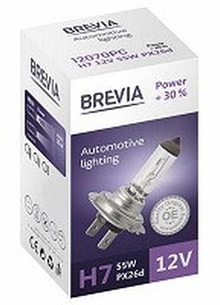 Лампа 12v h7 55w + 30% "brevia" (1шт) (12070pc) (10шт/уп)