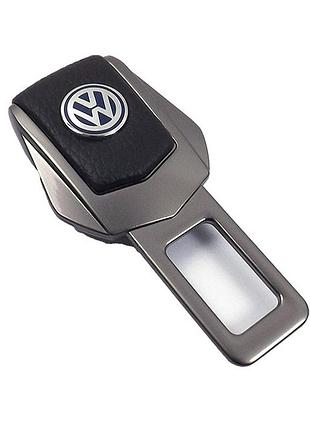 Заглушка ременя безпеки метал "volkswagen" (1шт) цинк.сплав + шкіра (тип №2) графіт