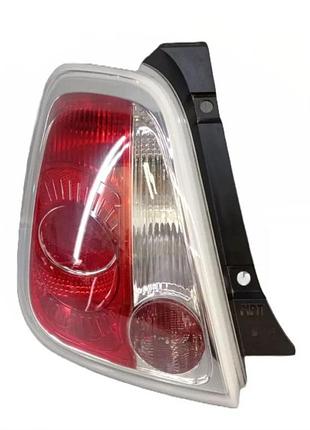Фонарь задний fiat 500 2007-2015/500e 2013-2017, левый, без ламп, без патрона, (p21w*2/py21w/r10w), черная рамка, depo,