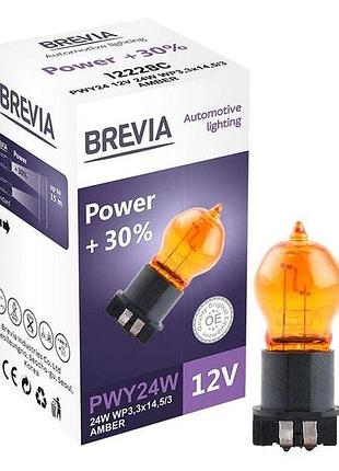 Лампа 12v (цок.wp3,3x14,5/4) pwy24w + 30% amber "brevia" (12228c)
