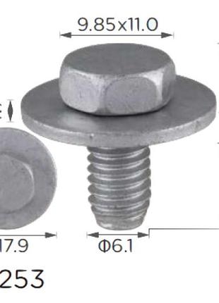 Гвинт h2253 з шайбоюvw,great wall,audi,seat,skoda(n10009110,n10009112,c1430612f3e*,19808)( уп. 100 ш