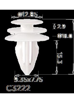 Кліпси c3222 обшивки дверей nissan, infiniti (0155310481, 01553-10481, 15343)( уп. 100 шт)
