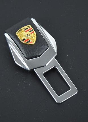 Заглушка ременя безпеки метал "porsche" (1шт) цинк.сплав + шкіра (тип №2)